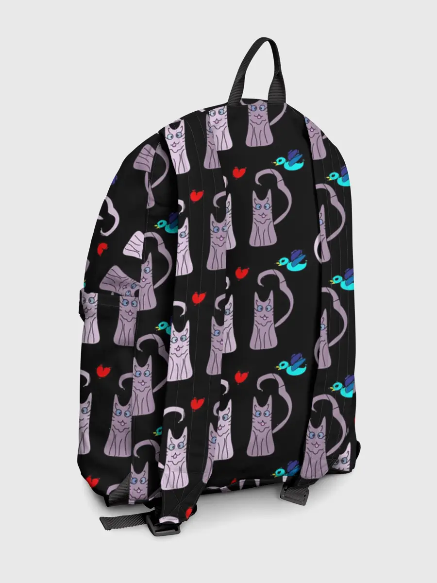 Рюкзак джинсовый / Фиолетовые котики