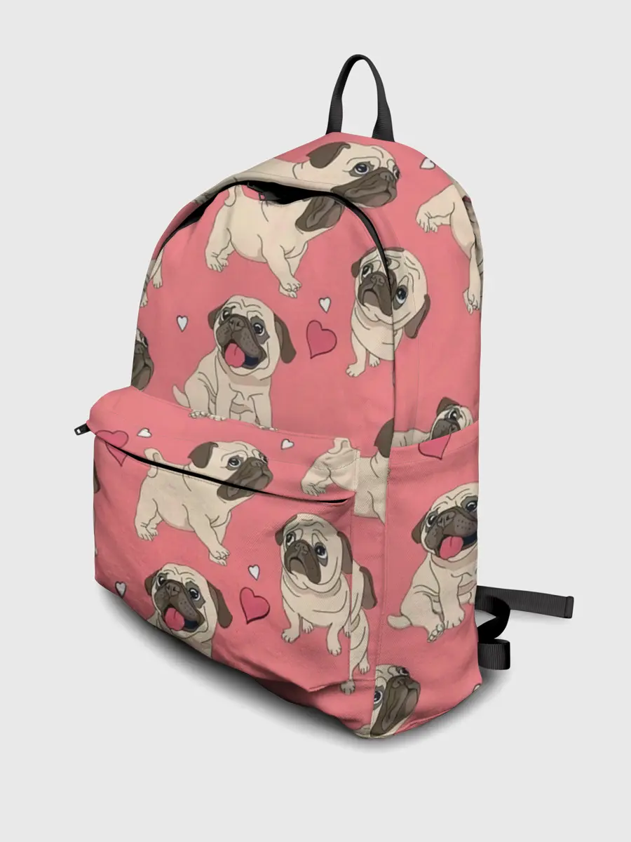 Рюкзак джинсовый / Мопсики и Сердечки