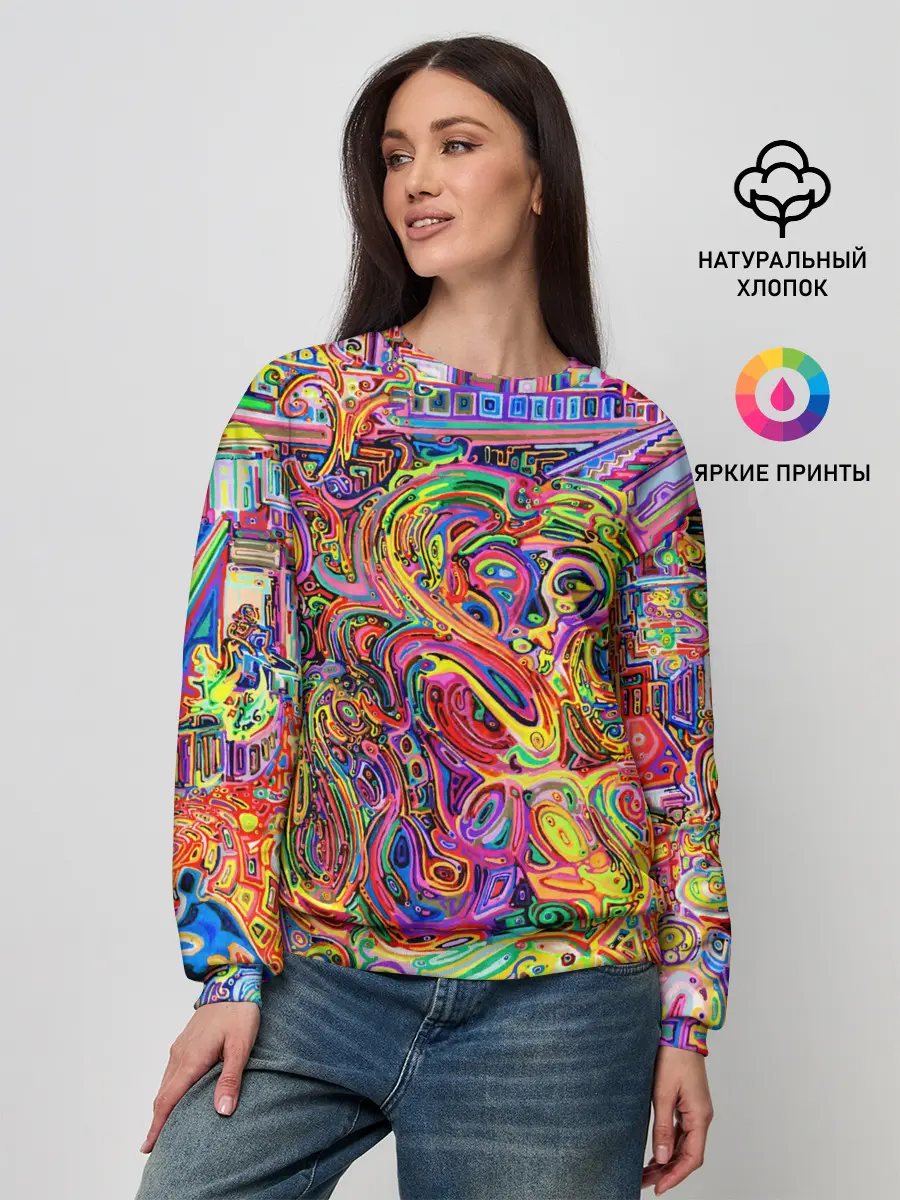 Женский свитшот / НЕОНОВЫЕ ЛИНИИ / АБСТРАКЦИЯ