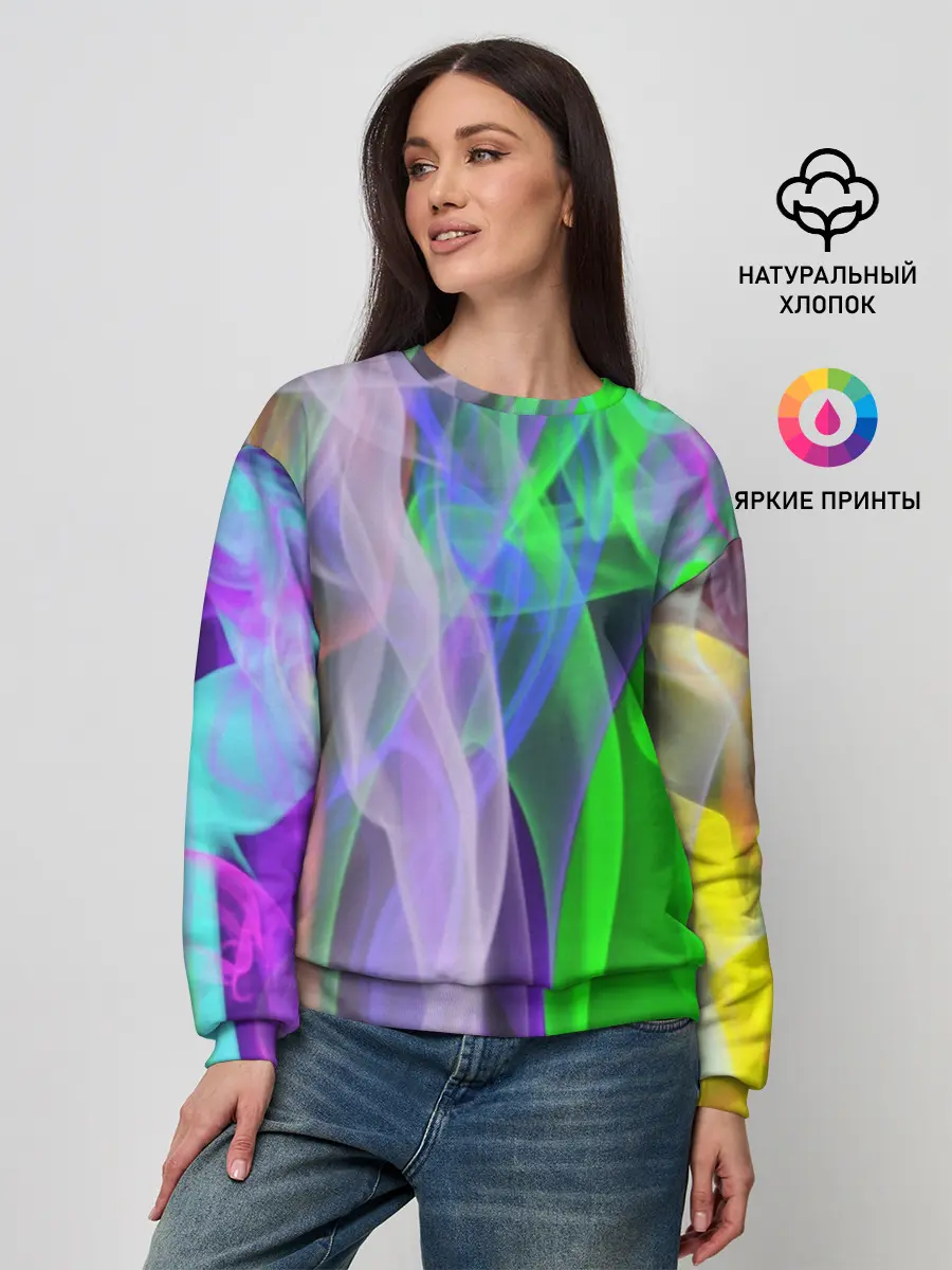Женский свитшот / ДЫМ ЦВЕТНОЙ / ОГОНЬ