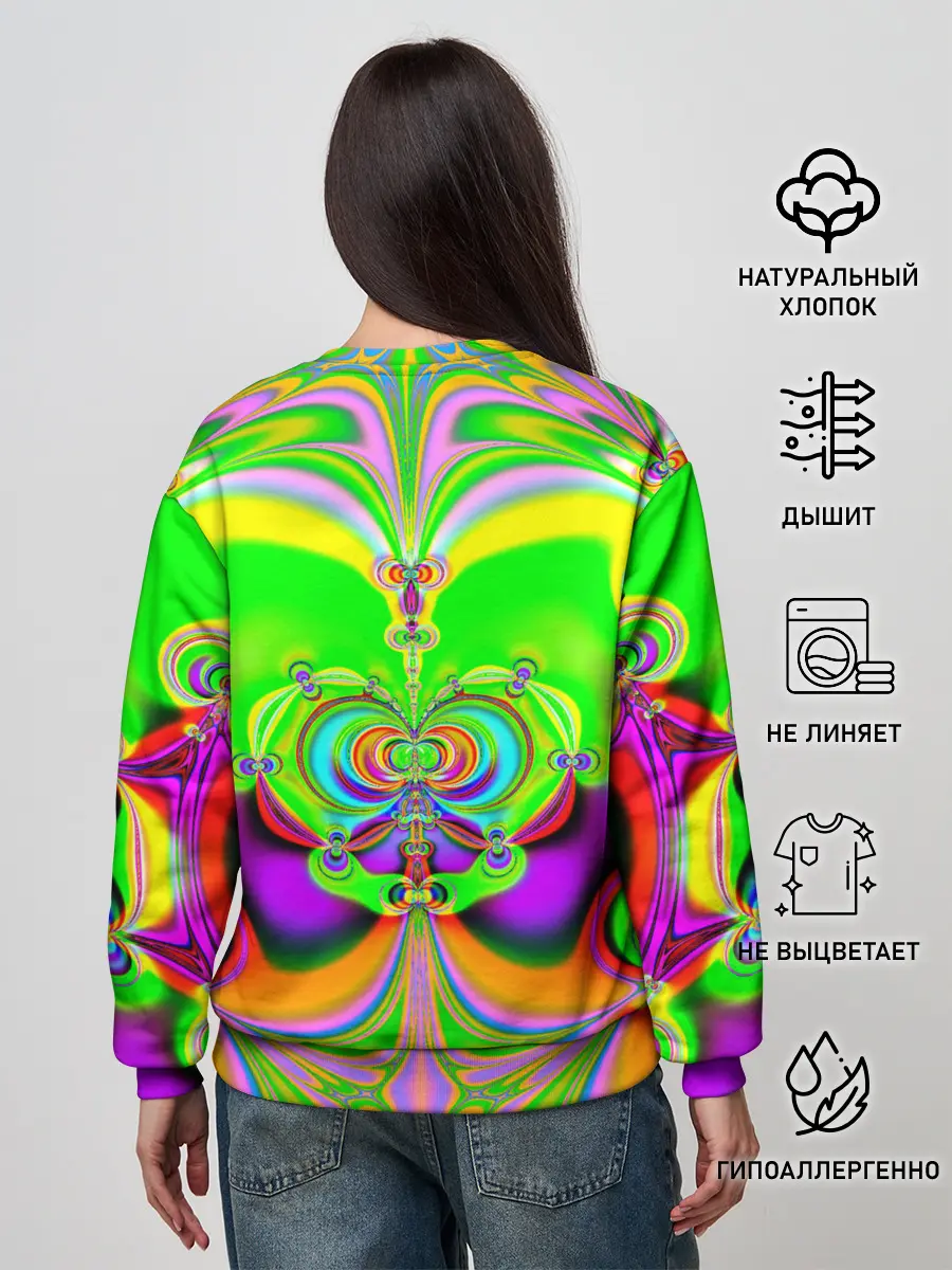 Женский свитшот / КИСЛОТНЫЙ ФРАКТАЛ ГЕОМЕТРИЯ