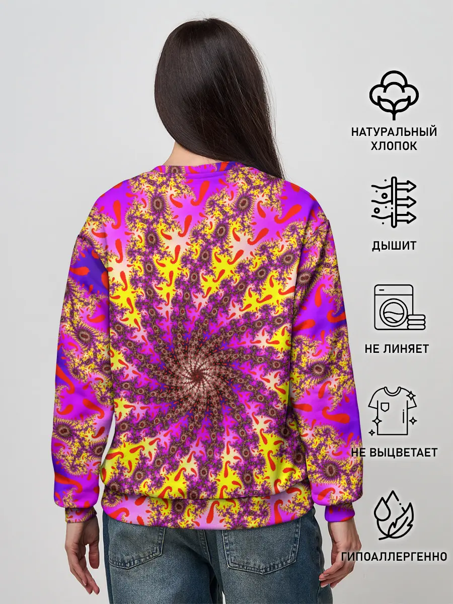 Женский свитшот / НЕОНОВЫЙ РОЗОВЫЙ ФРАКТАЛ