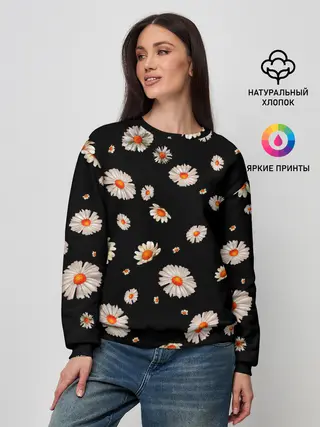 Женский свитшот / Ромашки в ночи