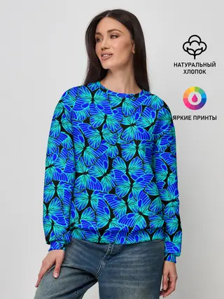 Женский свитшот / Голубые бабочки