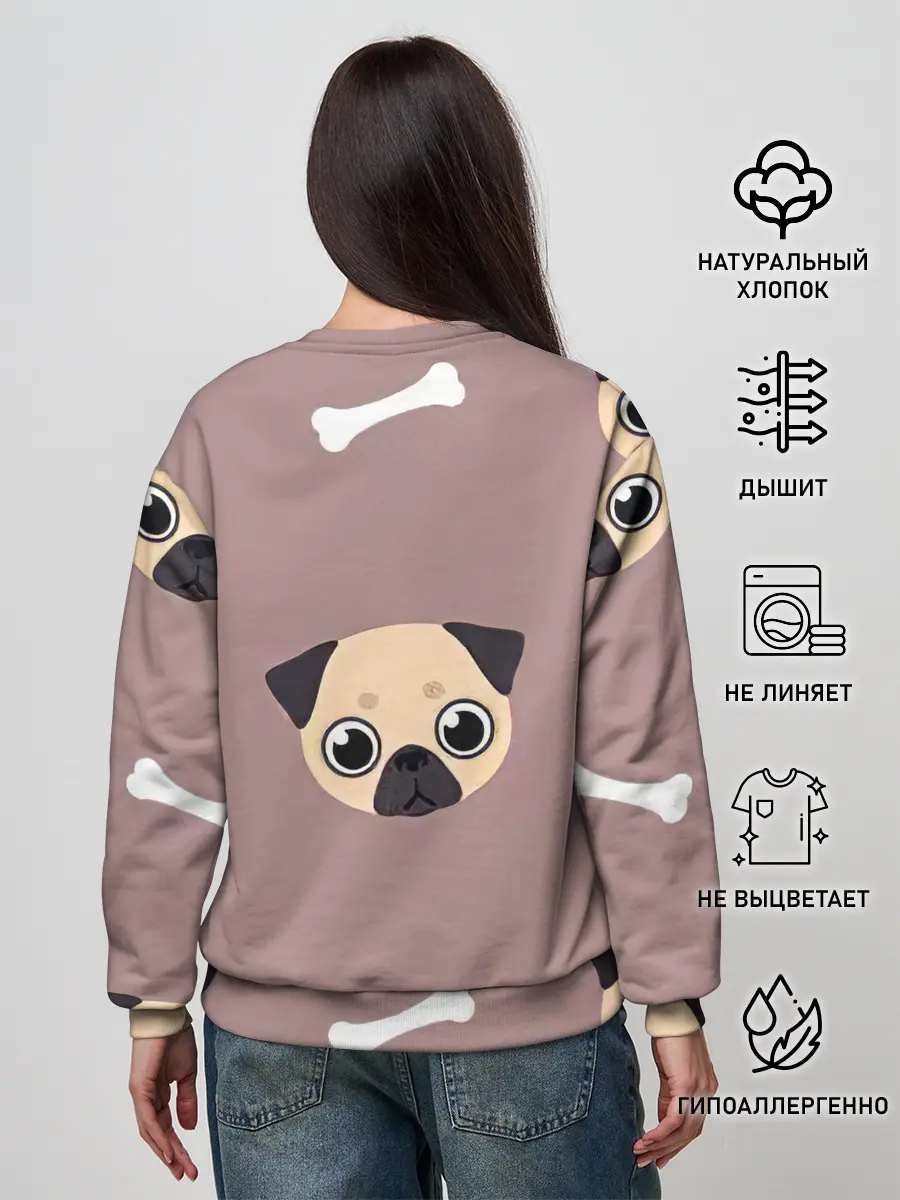 Женский свитшот / Мопсины мордашки