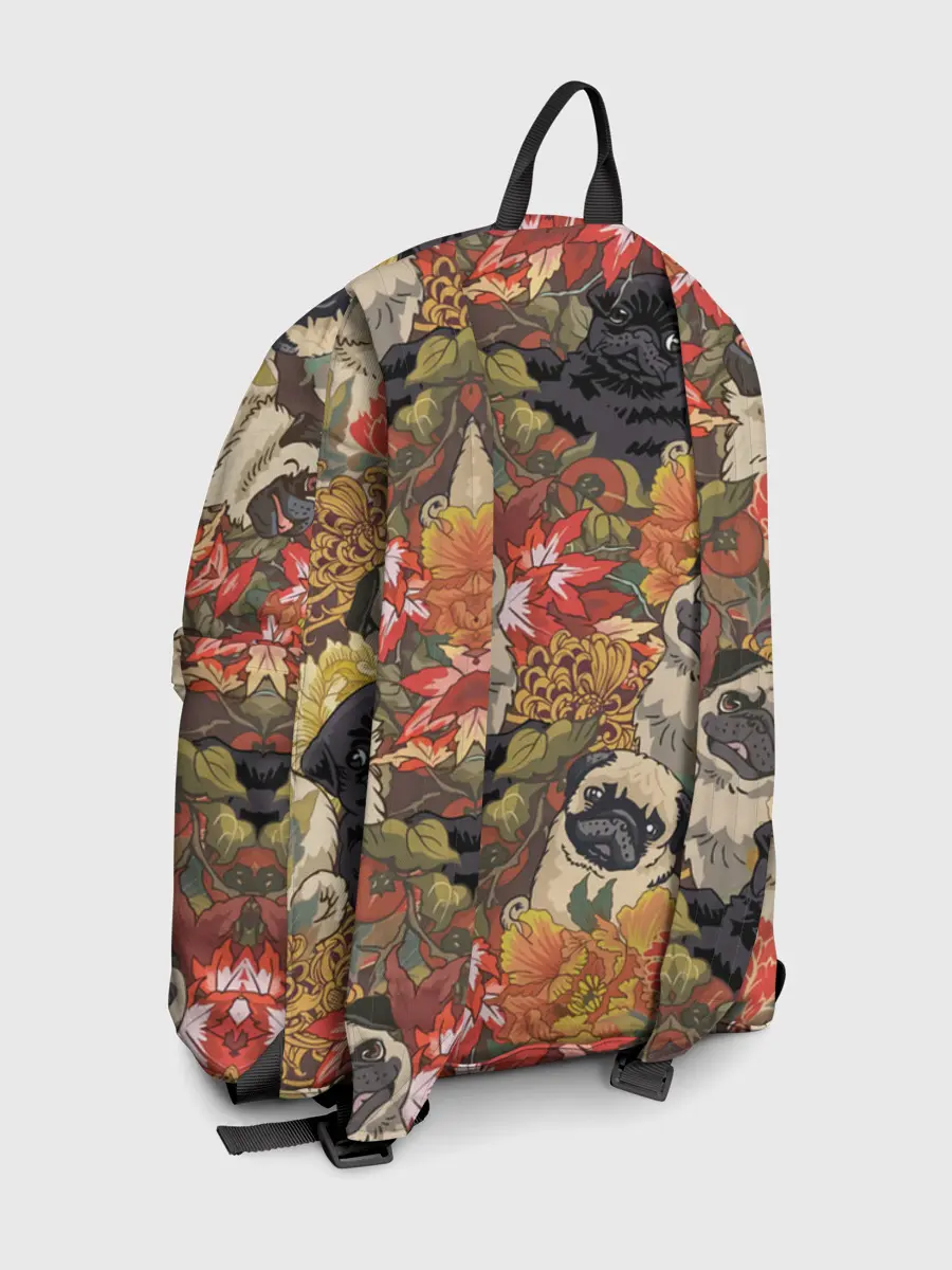 Рюкзак джинсовый / Мопсики | Цветочки