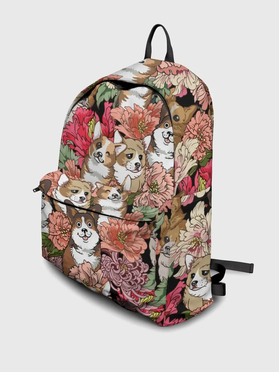 Рюкзак джинсовый / Корги & Цветы