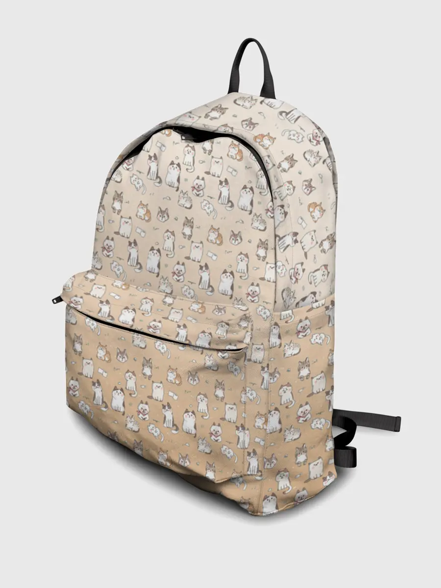 Рюкзак джинсовый / много котиков узор