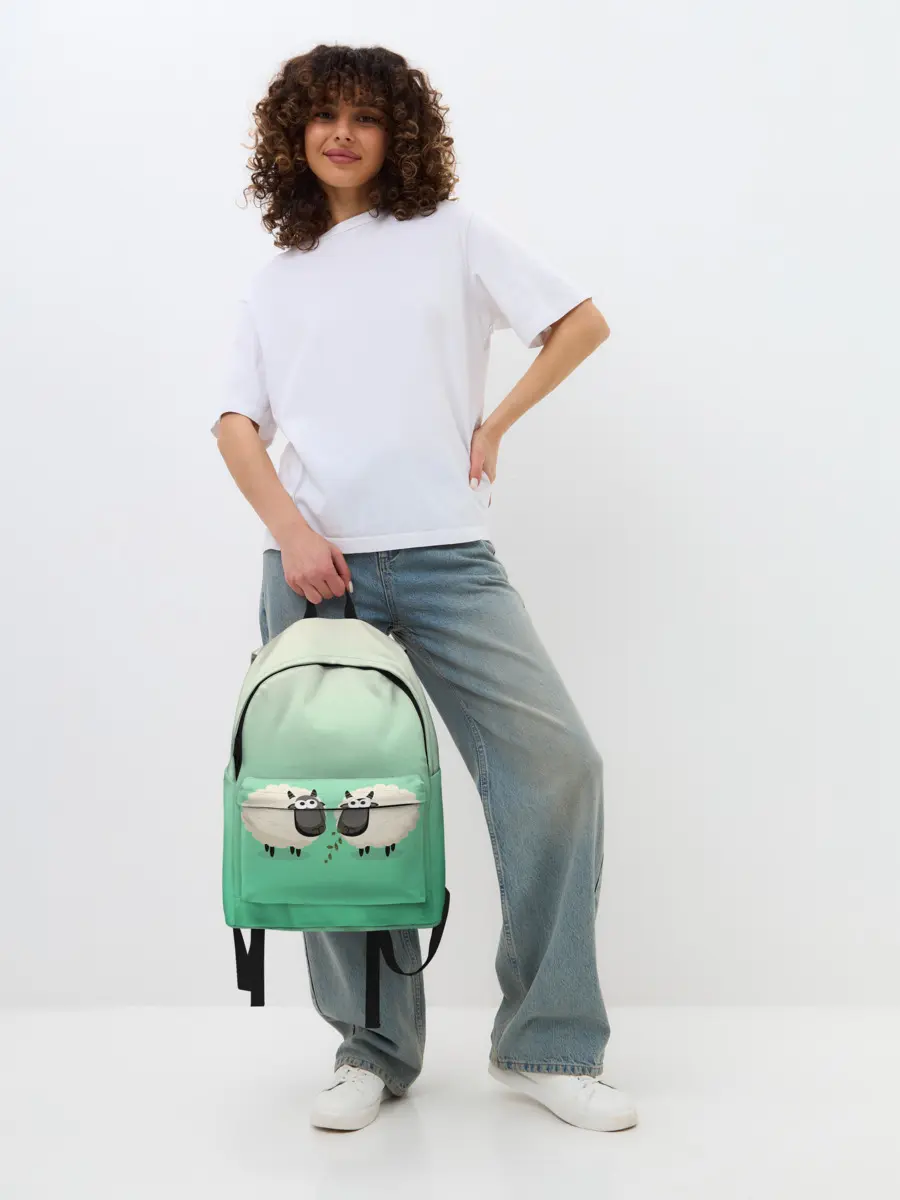 Рюкзак джинсовый / две овечки пасутся на лугу