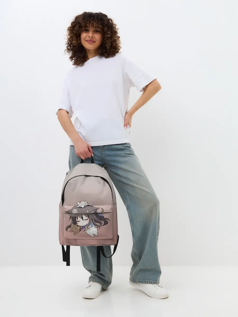 Рюкзак джинсовый / малышка спит ушки котики