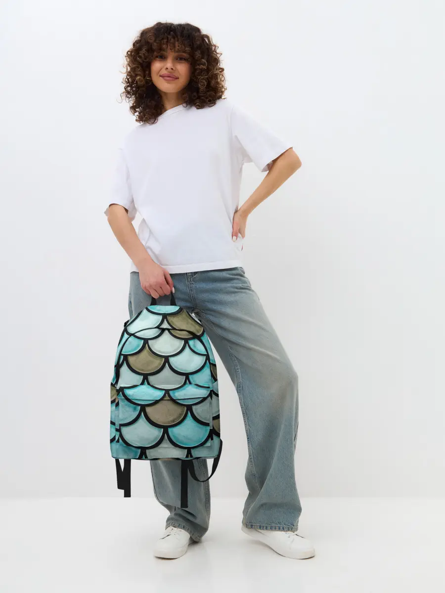 Рюкзак джинсовый / Кожа дракона