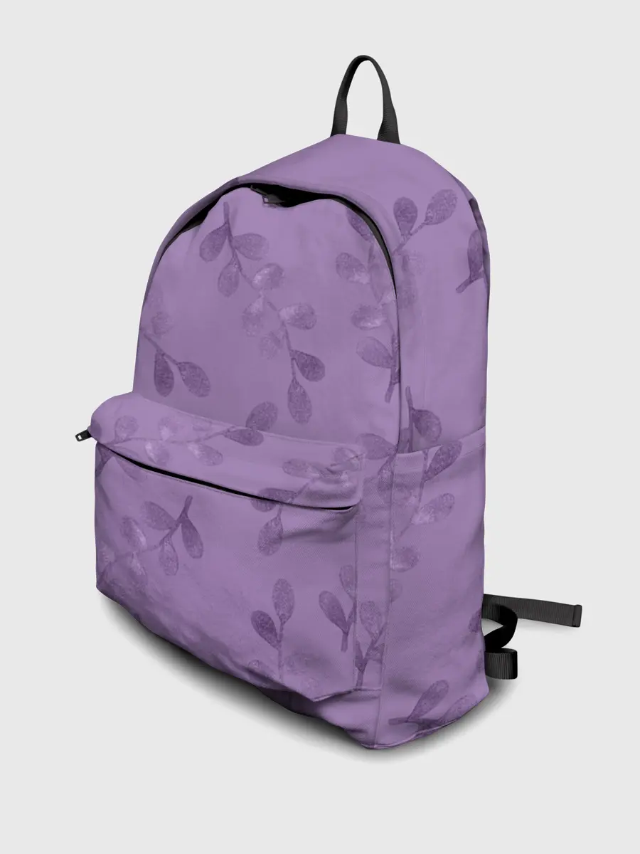 Рюкзак джинсовый / Листья на фиолетовом фоне