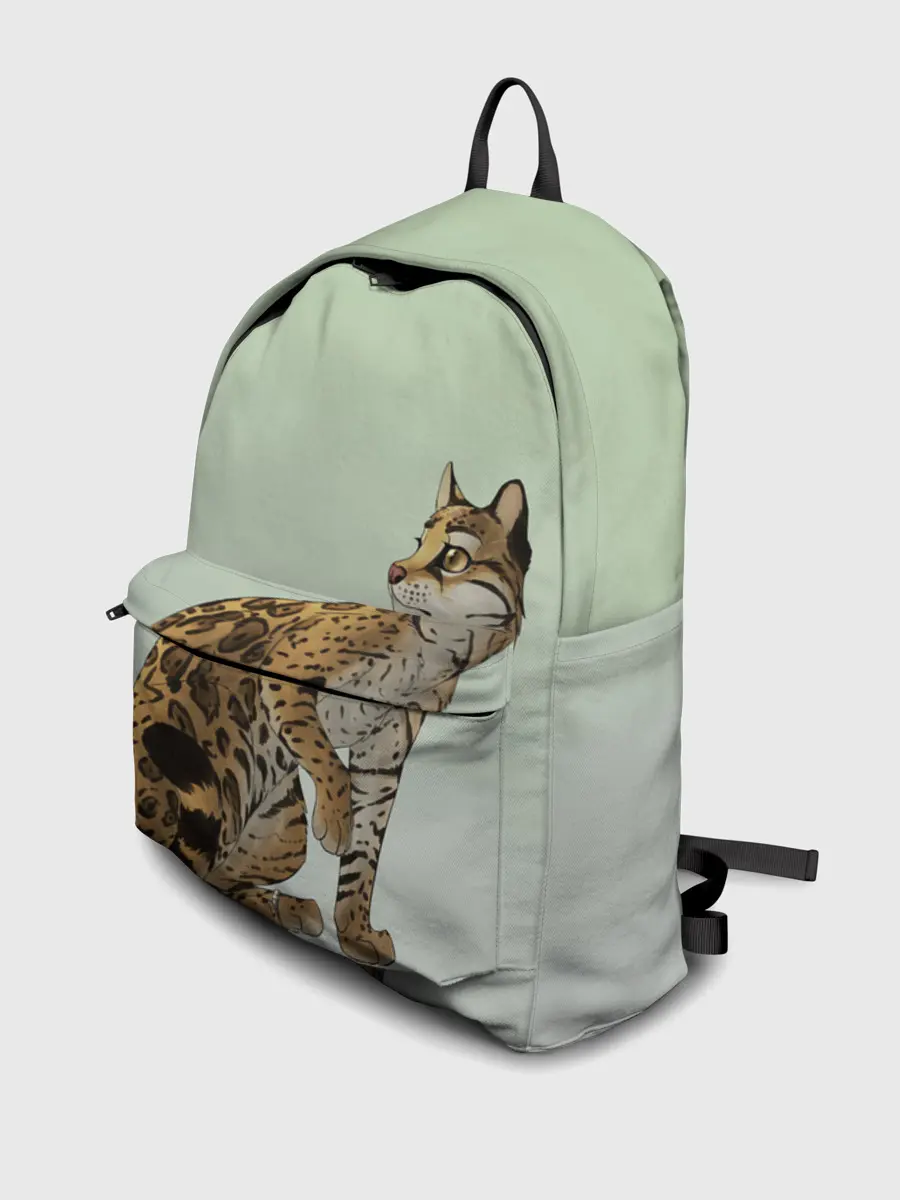 Рюкзак джинсовый / дикий кот оцелот