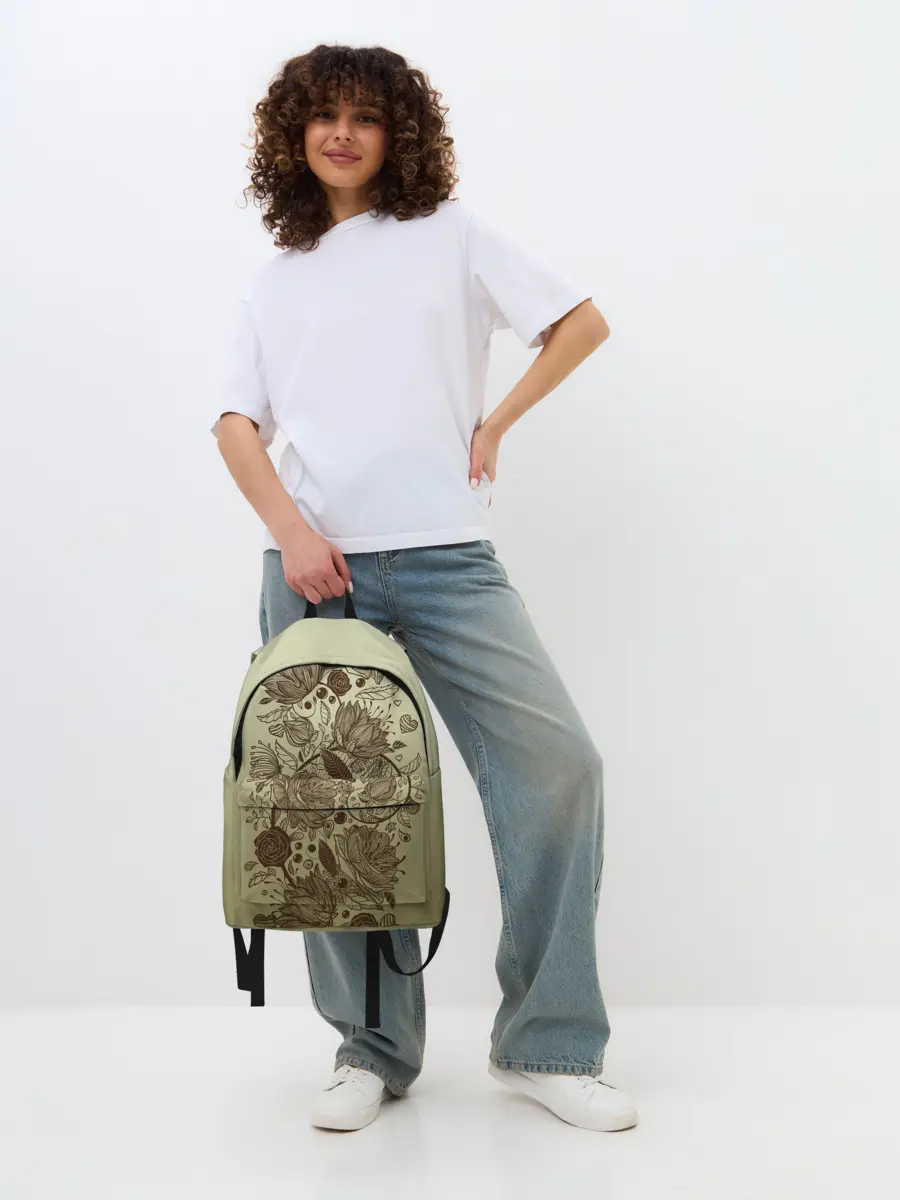 Рюкзак джинсовый / чехол дудлинг цветы