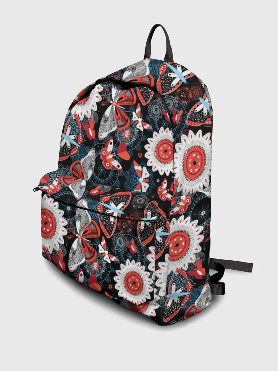 Рюкзак джинсовый / Паттерн из Бабочек с Цветами