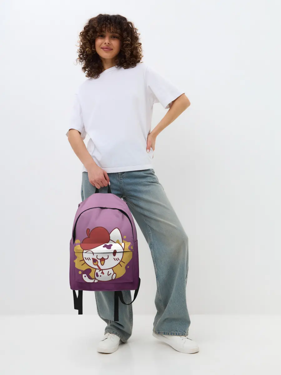 Рюкзак джинсовый / кот художник творец