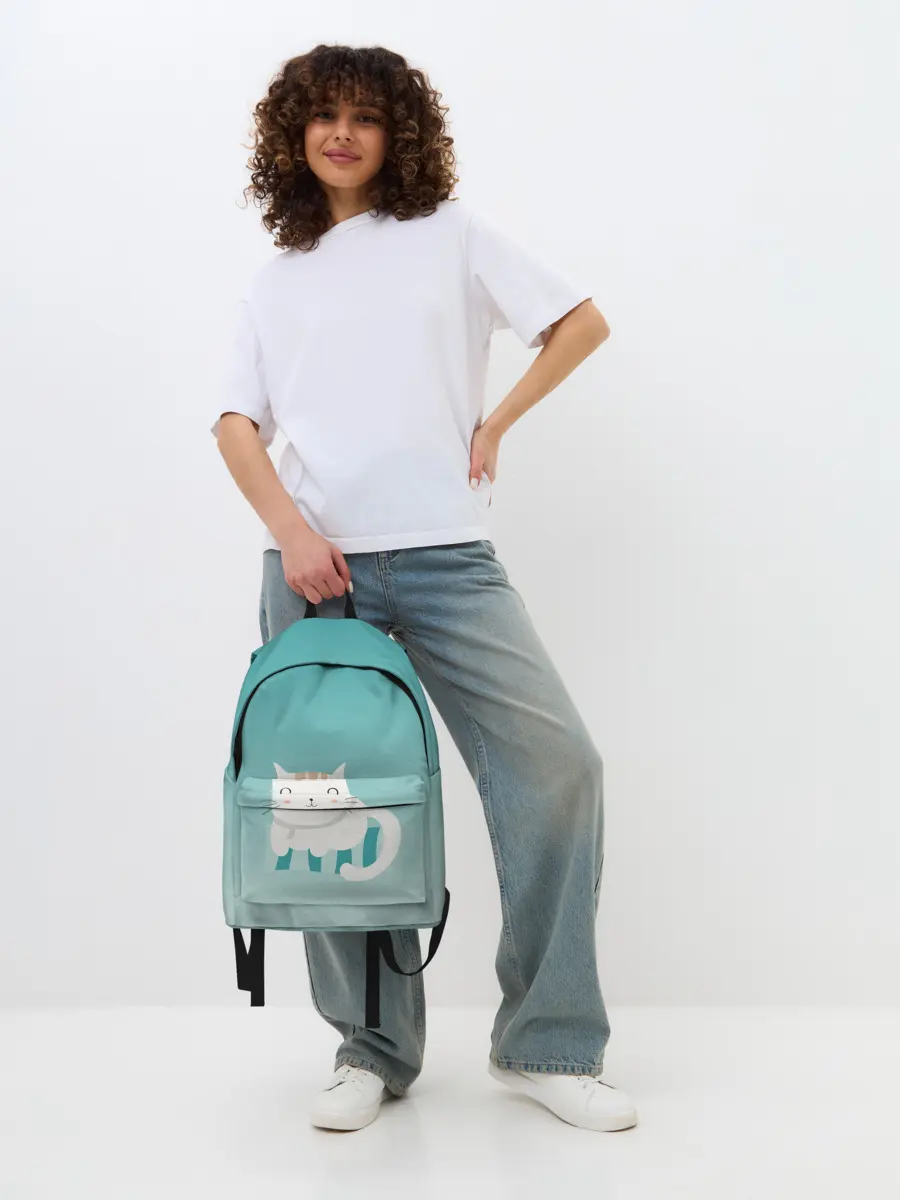 Рюкзак джинсовый / котик на подстилке