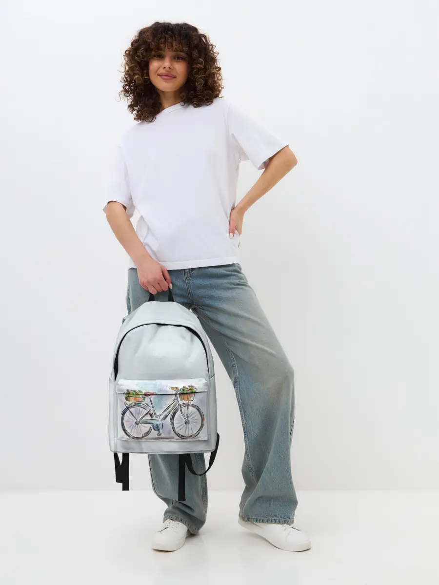 Рюкзак джинсовый / акварельный велосипед