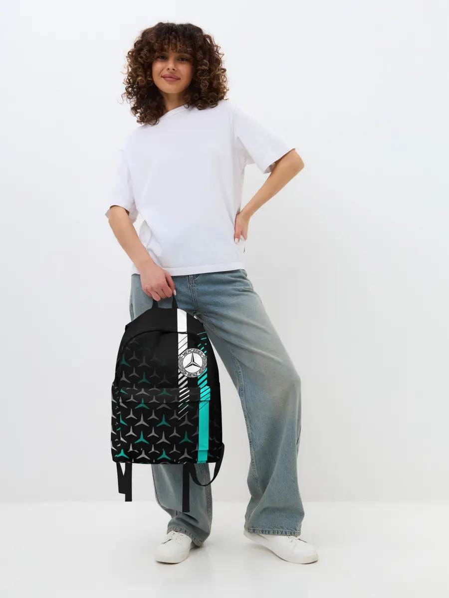 Рюкзак джинсовый / МЕРСЕДЕС / AQUA BLACK GRADIENT