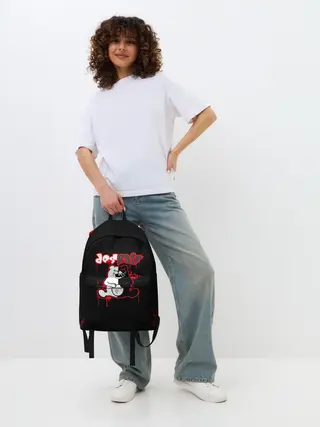 Рюкзак джинсовый / monokuma красные потертости