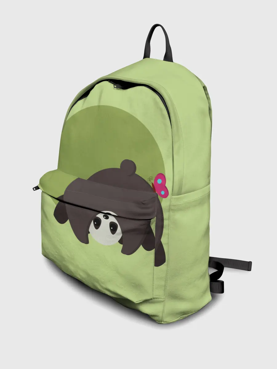 Рюкзак джинсовый / Прикольная панда с бабочкой