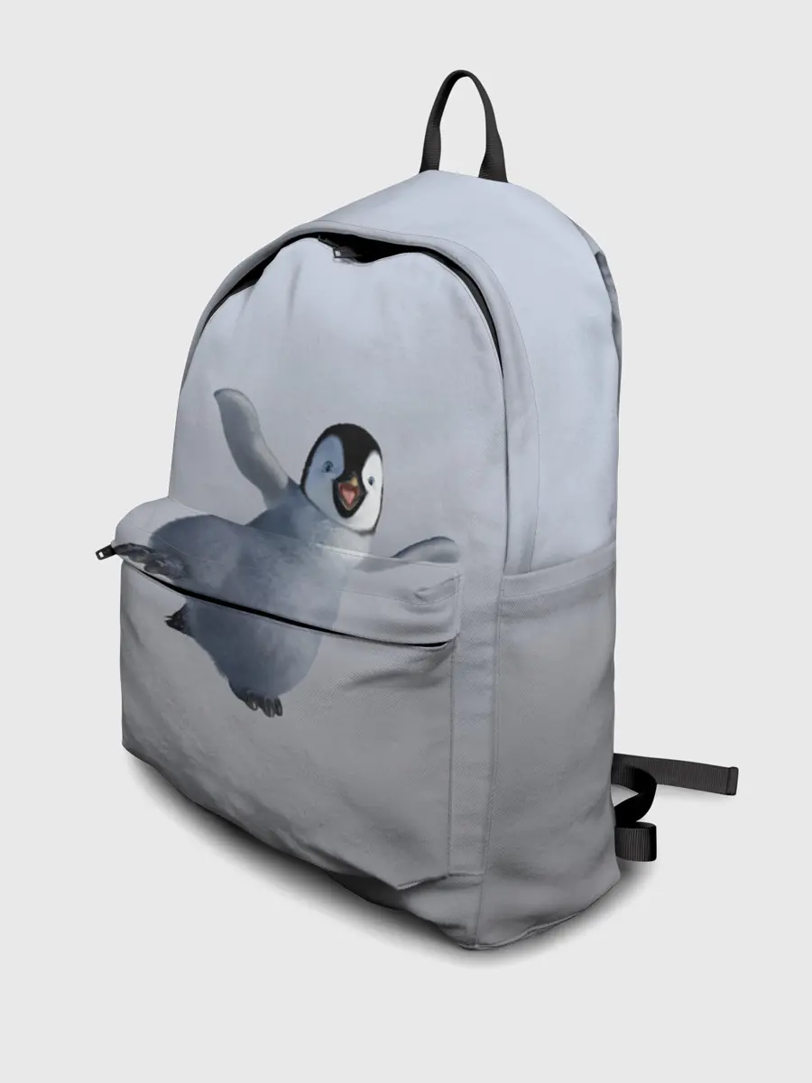 Рюкзак джинсовый / мультяшный пингвин