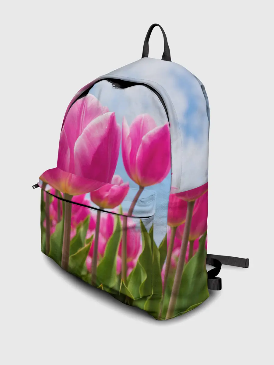Рюкзак джинсовый / Розовые тюльпаны