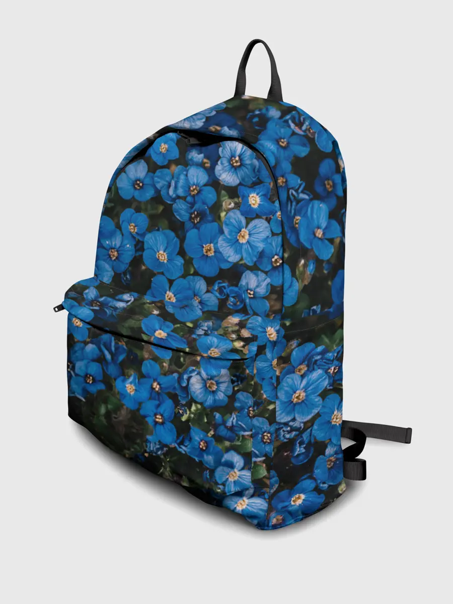Рюкзак джинсовый / Поле синих цветов фиалки лето