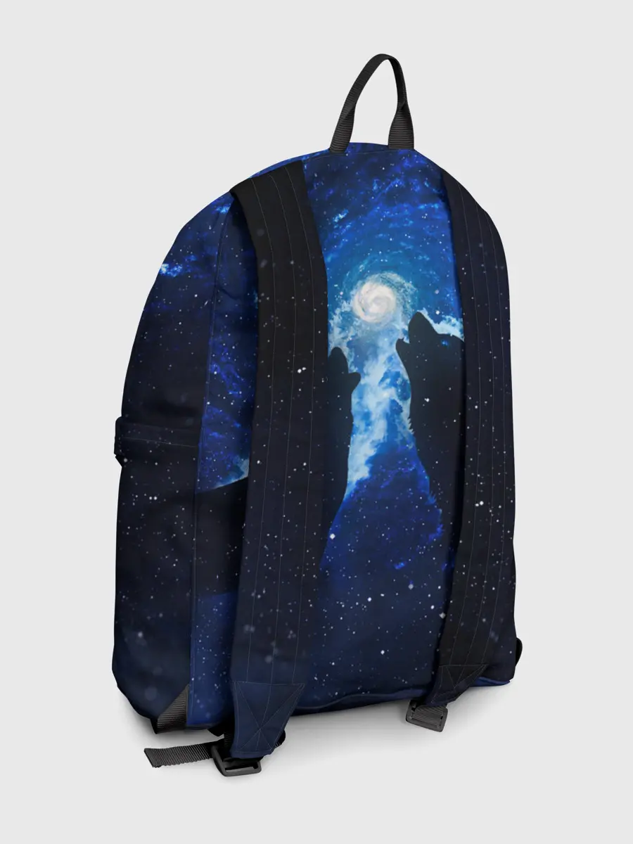 Рюкзак джинсовый / Волки силуэты звездное небо