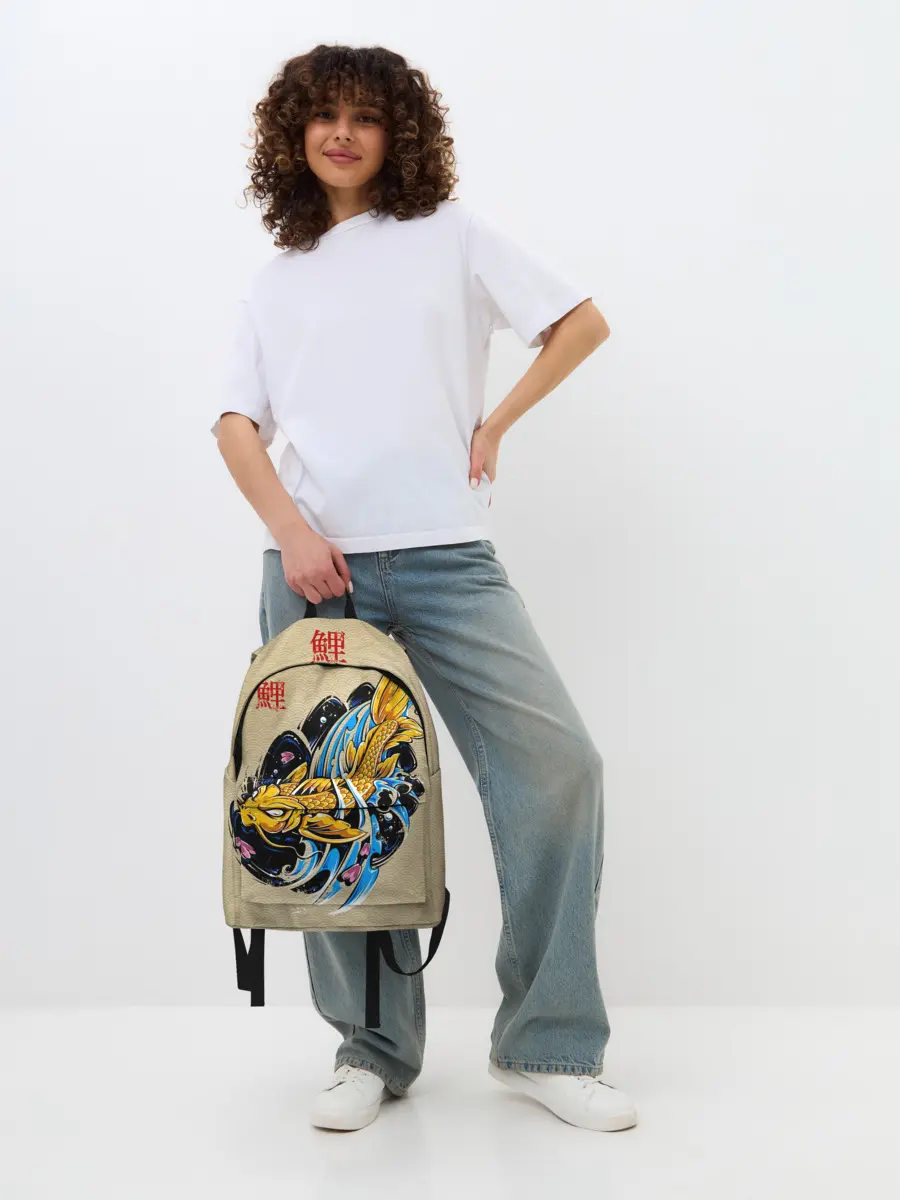 Рюкзак джинсовый / Золотая рыба кои