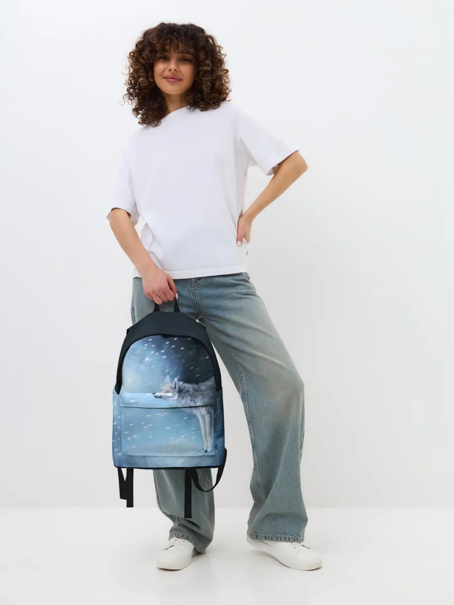 Рюкзак джинсовый / ВОЛК ЗИМА