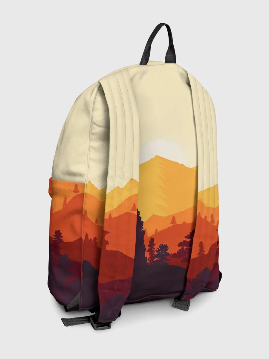 Рюкзак джинсовый / Горы закат пейзаж лиса арт