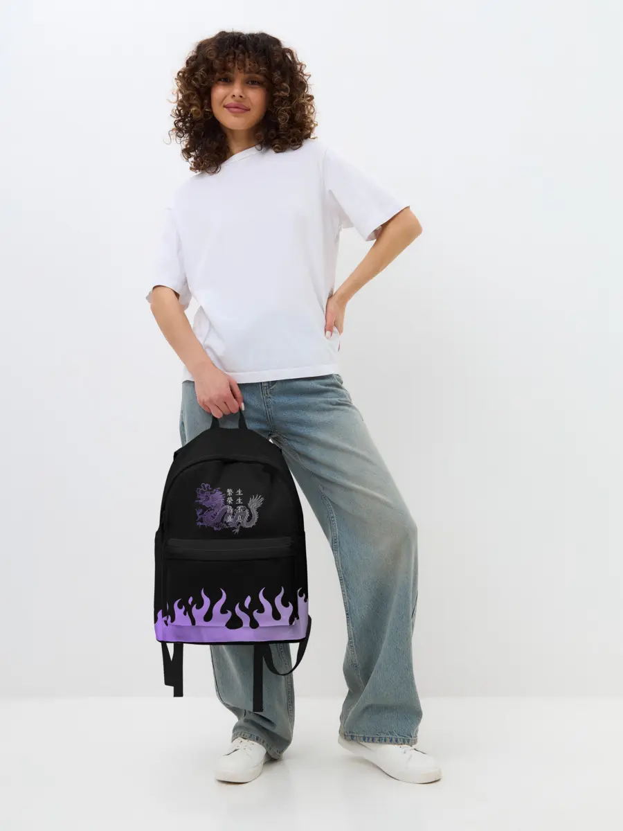 Рюкзак джинсовый / Дракон и огонь