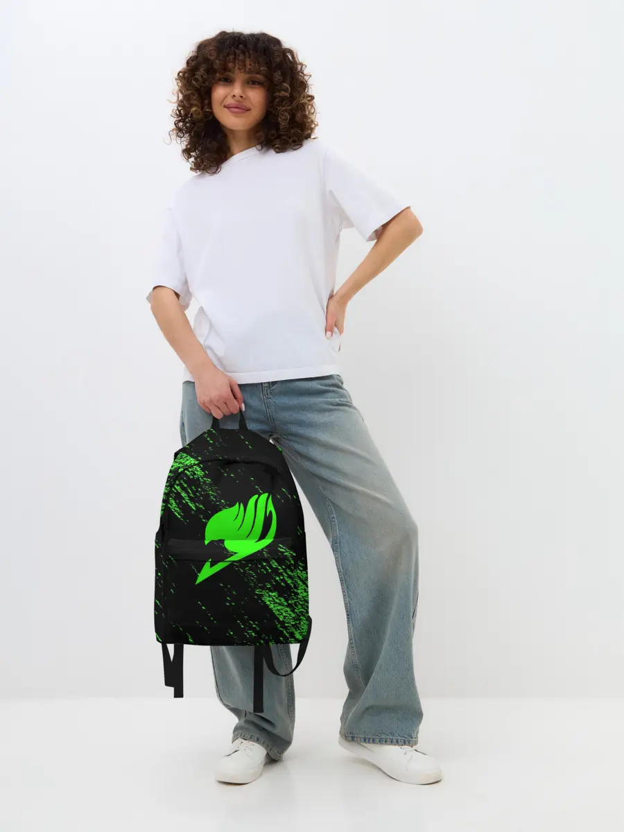 Рюкзак джинсовый / Хвост Феи зеленая диагональ