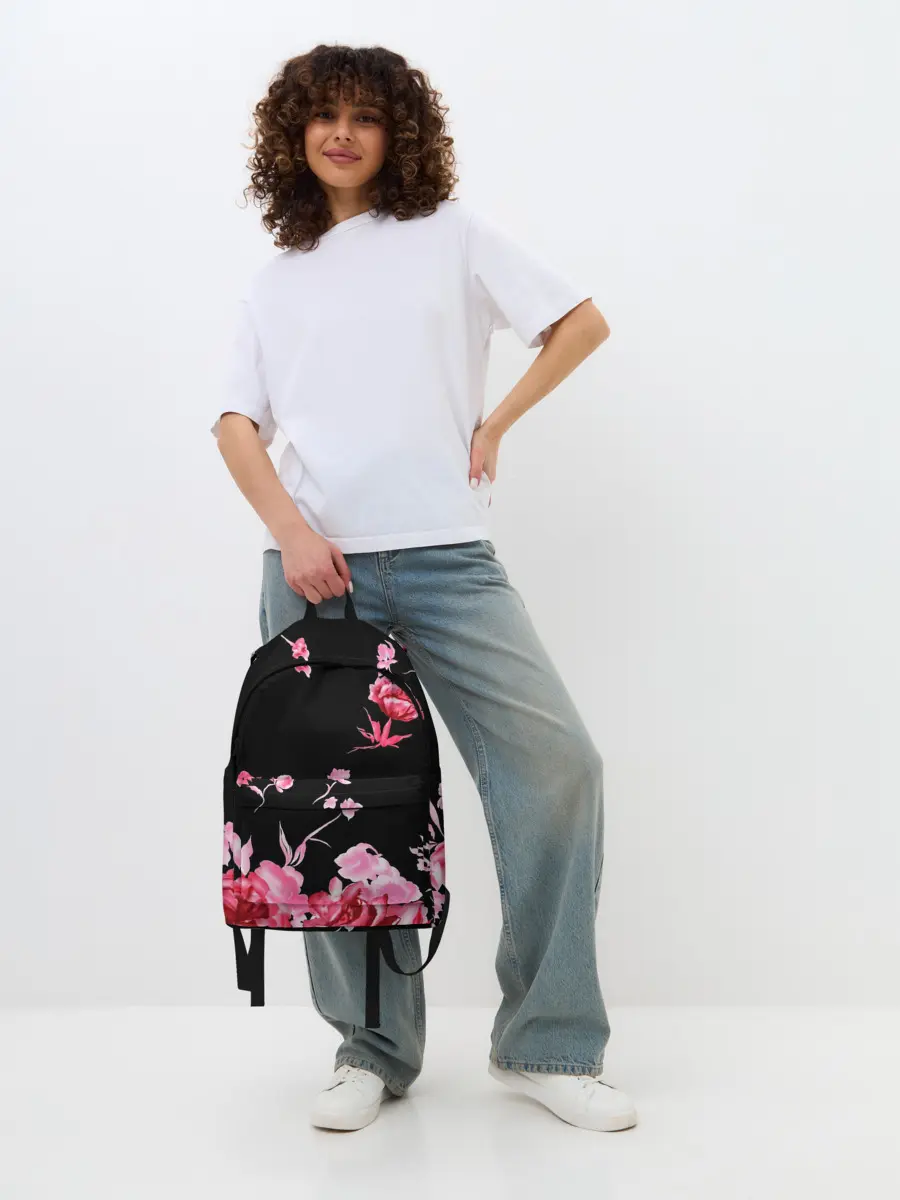 Рюкзак джинсовый / Яркие розы