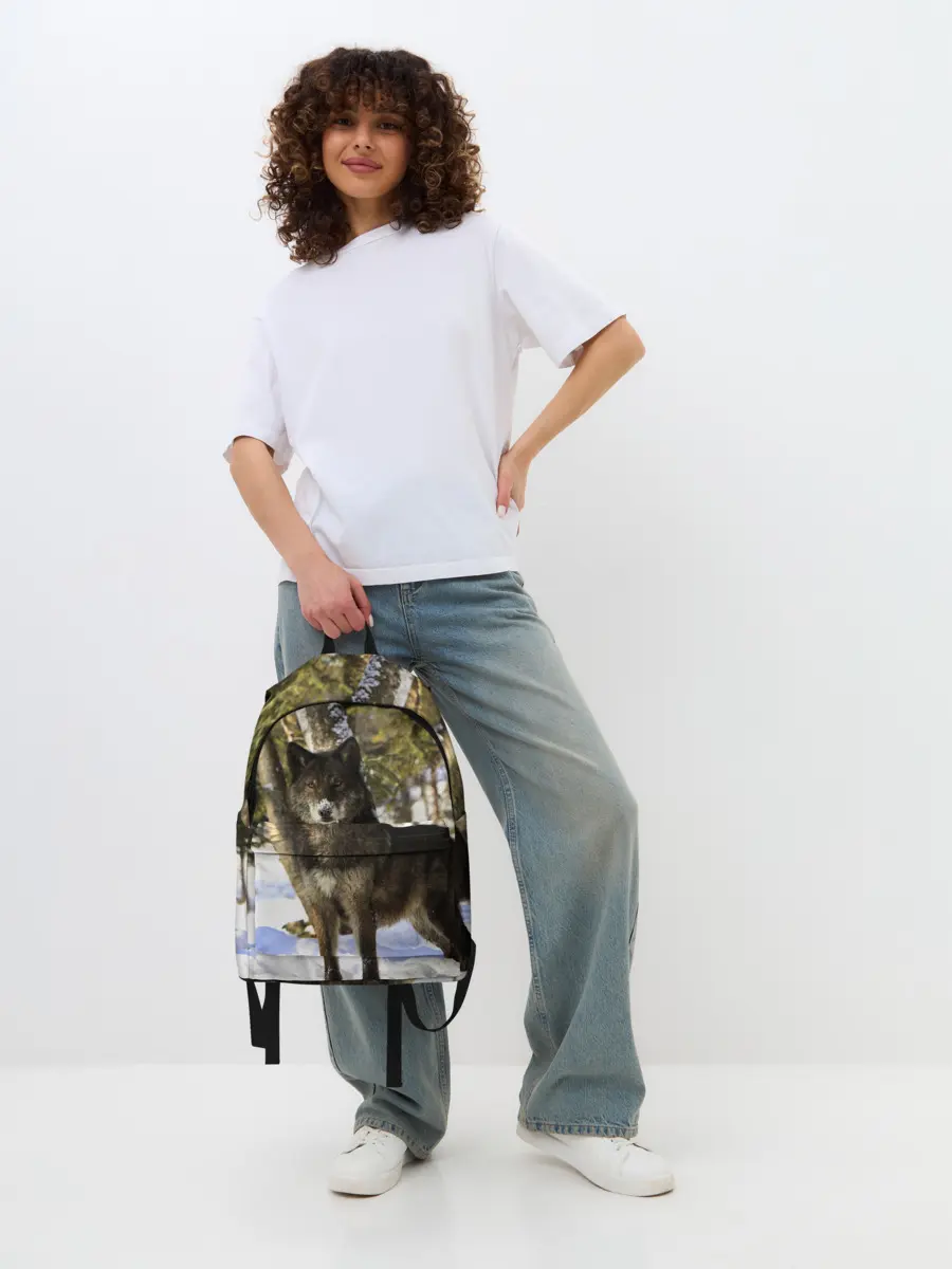 Рюкзак джинсовый / Волк и снег