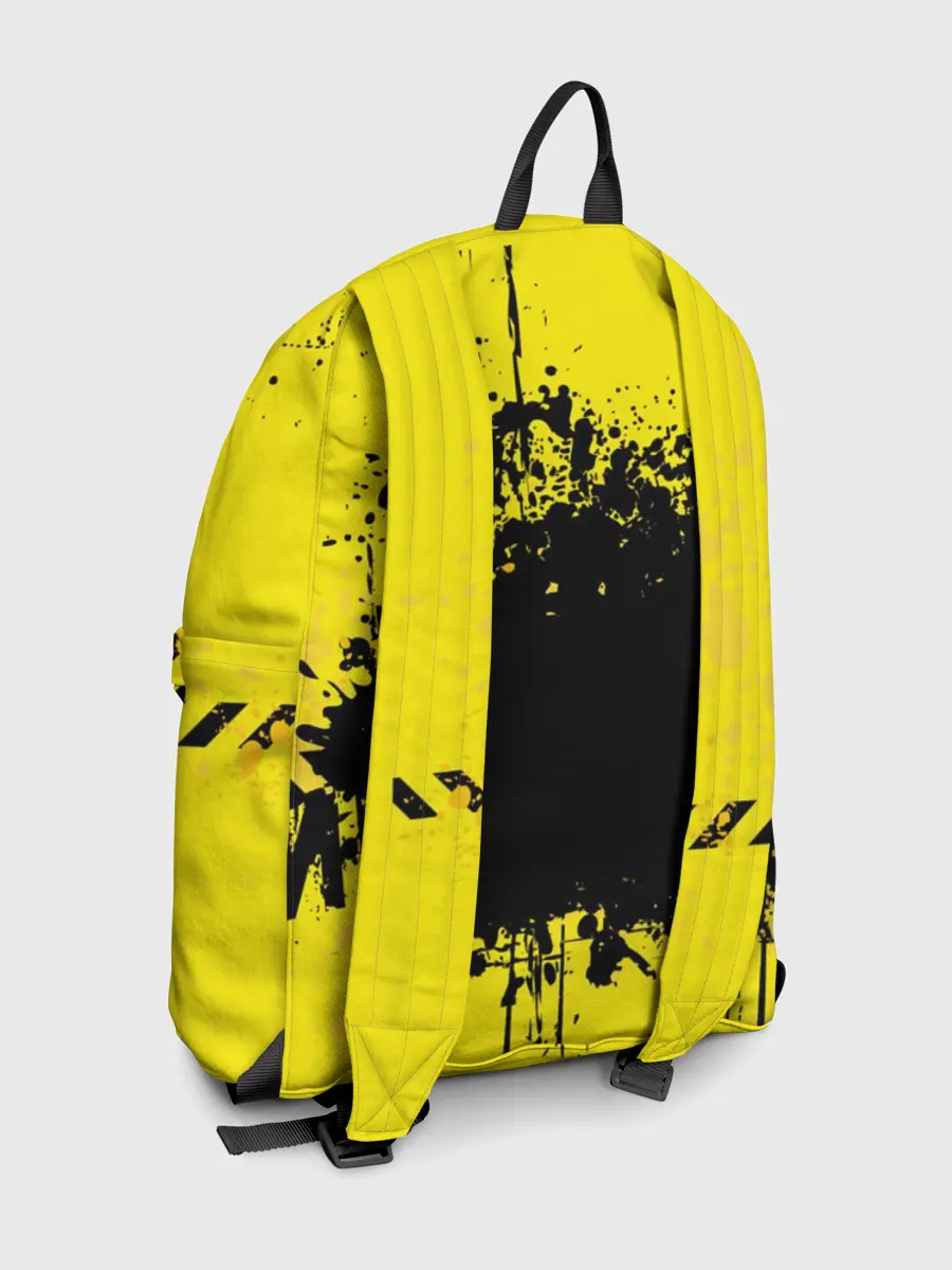 Рюкзак джинсовый / веселое яйцо на черном фоне