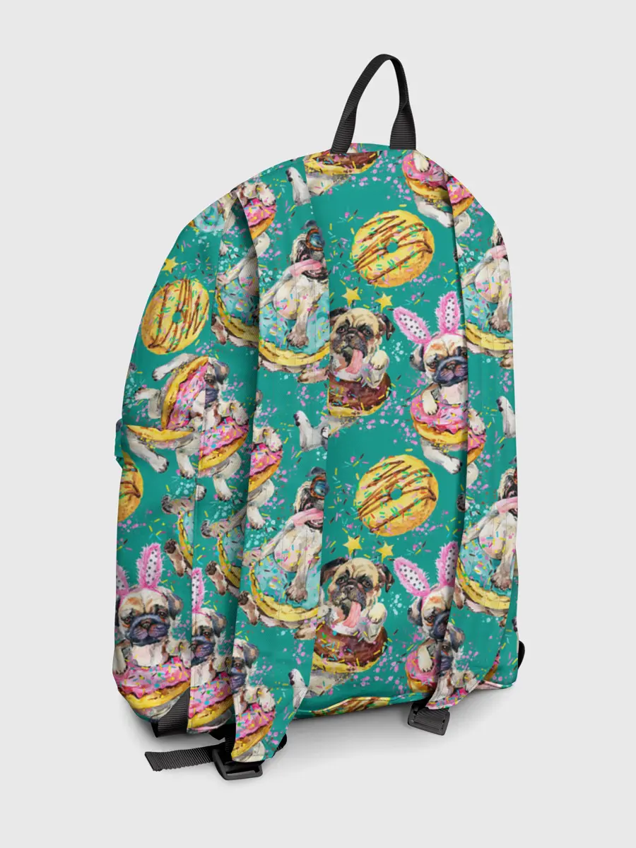 Рюкзак джинсовый / Мопсы в пончиках