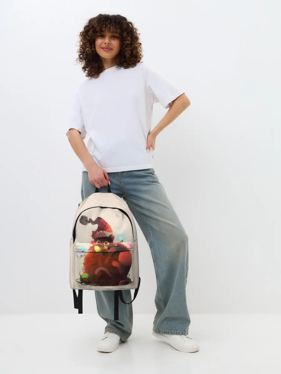 Рюкзак джинсовый / Новогодний кот