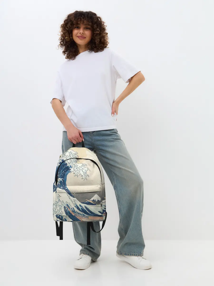 Рюкзак джинсовый / Большая волна в Канагаве