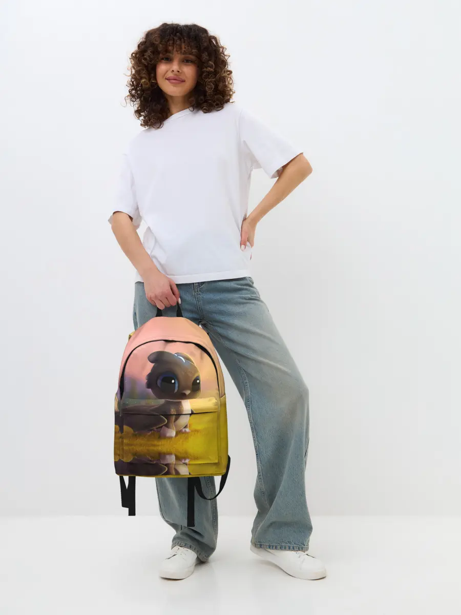 Рюкзак джинсовый / Дракончик на берегу озера