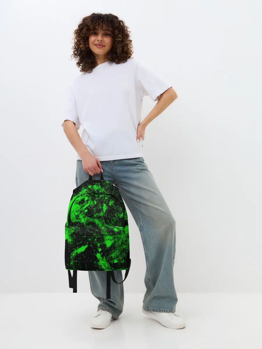 Рюкзак джинсовый / Зелёная краска