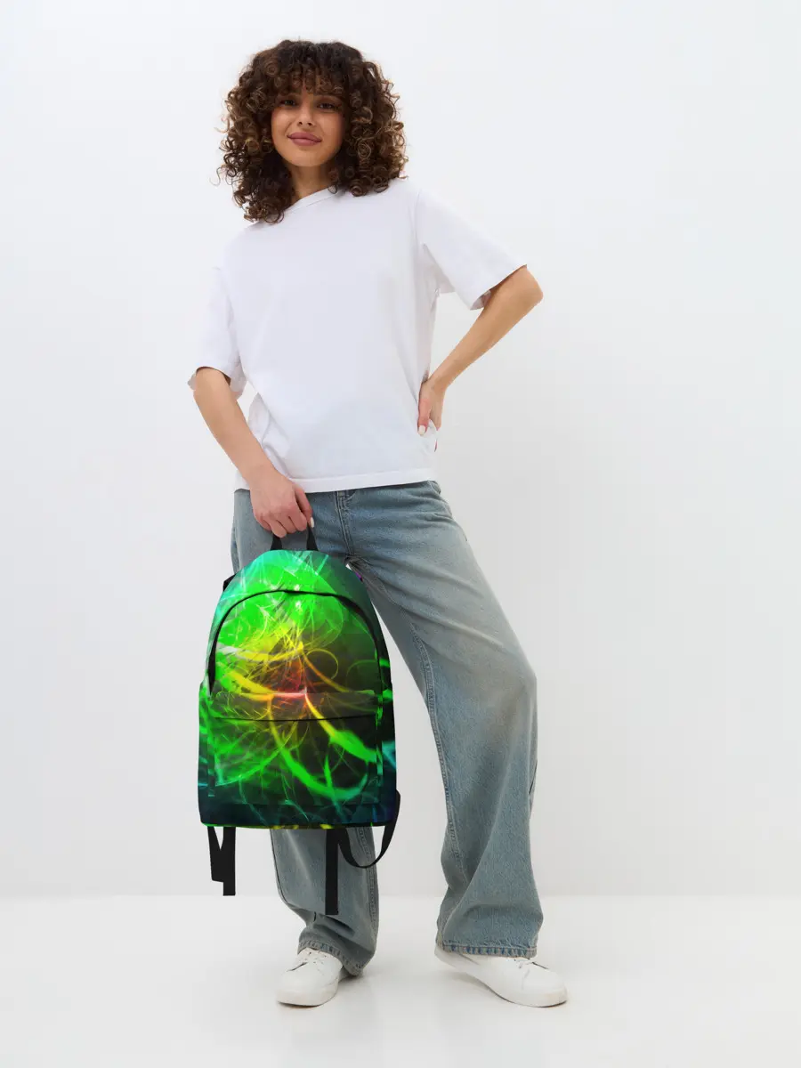 Рюкзак джинсовый / ЗЕЛЕНЫЙ НЕОН