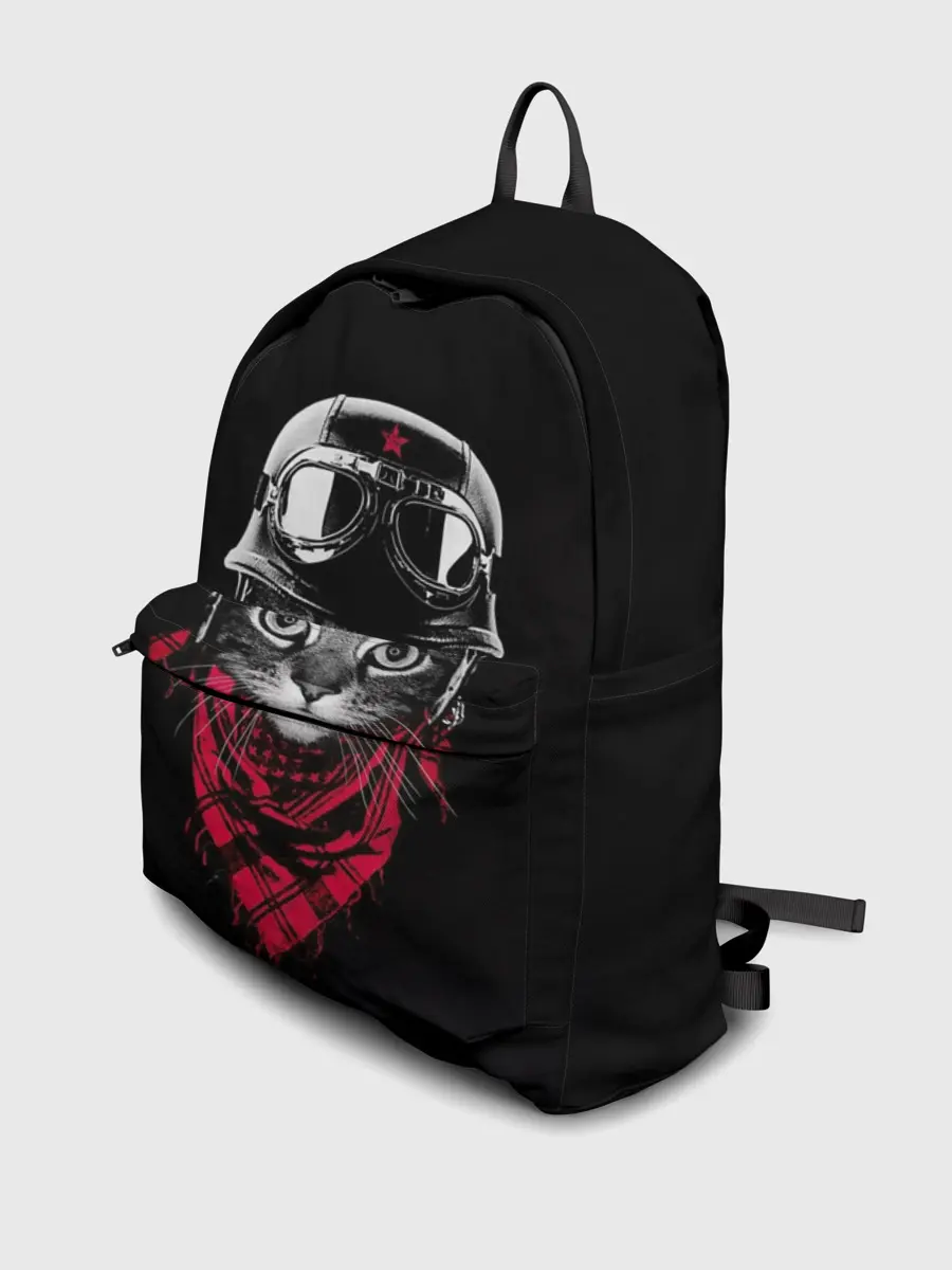 Рюкзак джинсовый / КОТИК В ШЛЕМЕ