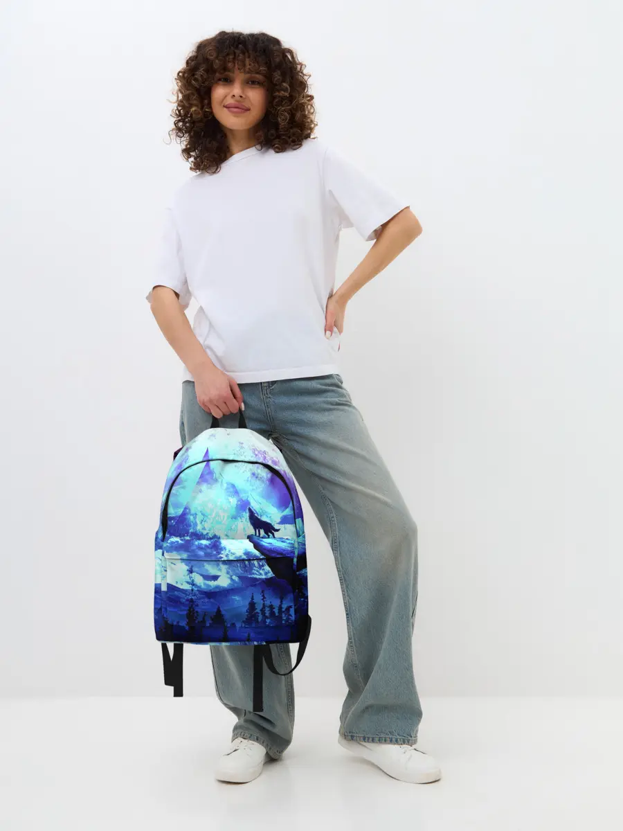 Рюкзак джинсовый / Ночь Волк Луна