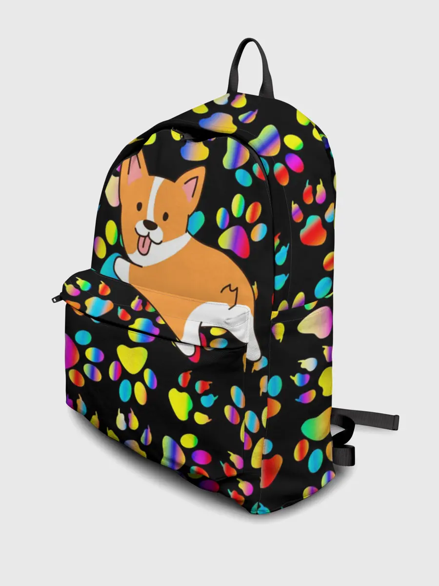 Рюкзак джинсовый / Корги | Цветные лапки