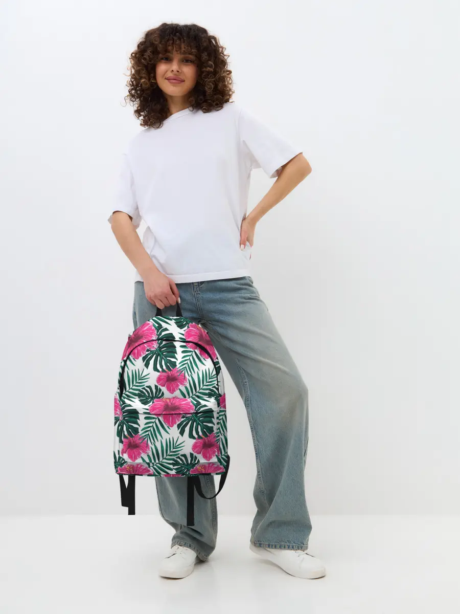 Рюкзак джинсовый / Гавайский гибискус