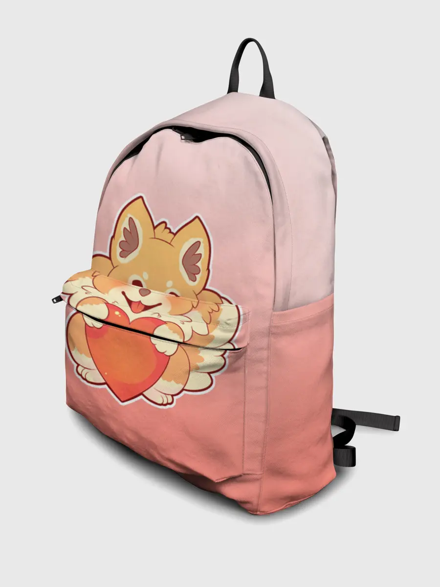 Рюкзак джинсовый / Собака корги сердечко милота