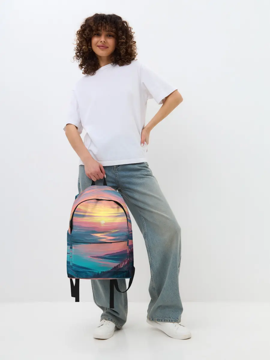 Рюкзак джинсовый / Извилистая река закат природа