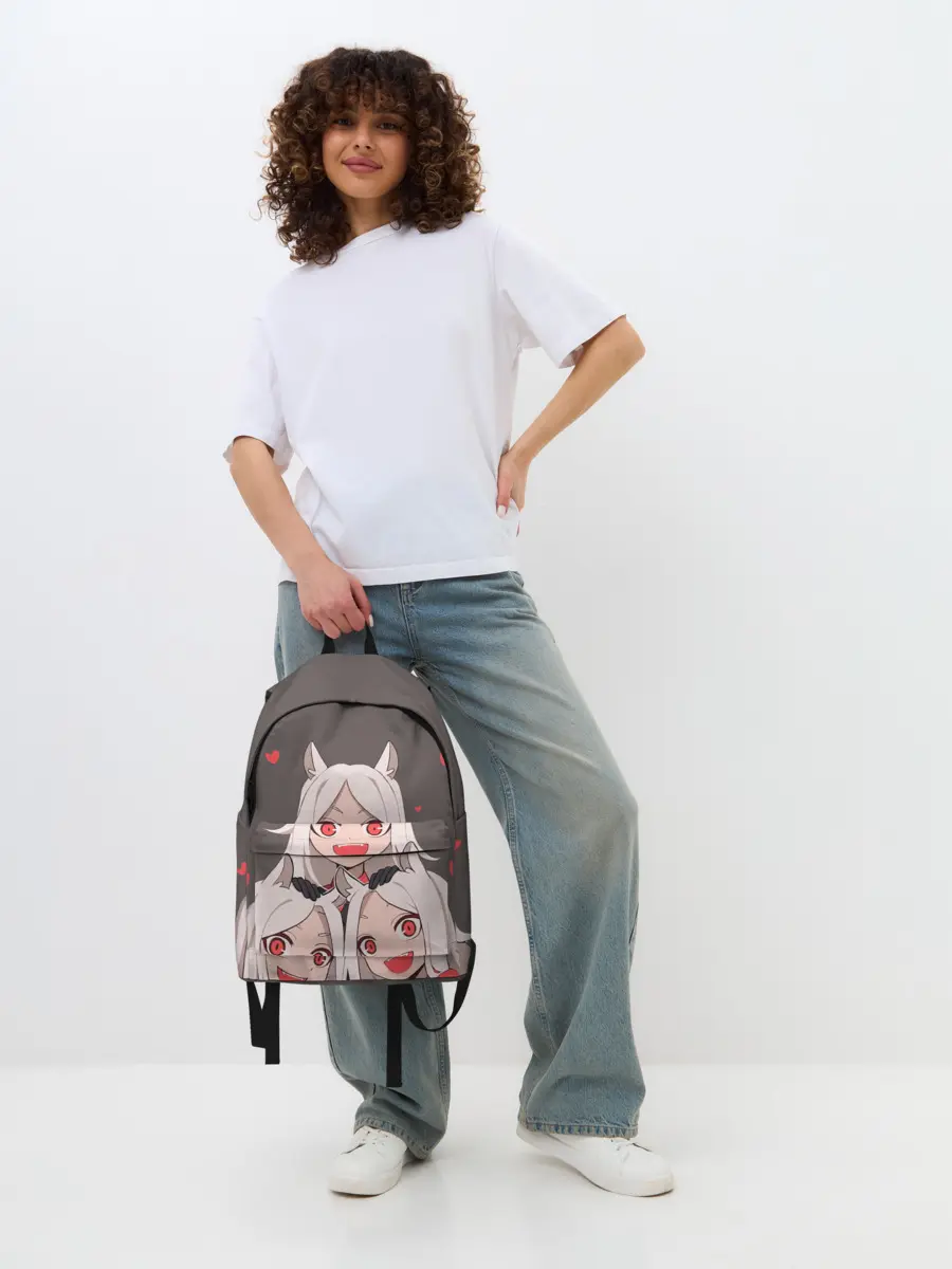 Рюкзак джинсовый / Cerberus с сердечками Helltaker